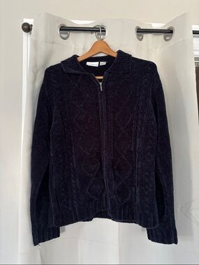 croft & barrow Navy Textured Zip Sweater